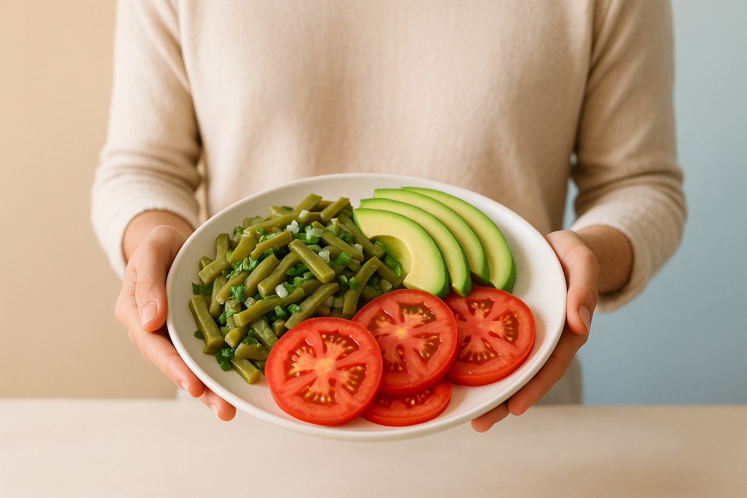 Persona sosteniendo un plato saludable